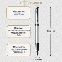 Ручка перьевая Parker IM 17 Achromatic Grey BT FP F 22 811