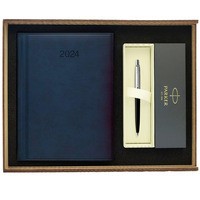 Подарочный набор: Коробка + Шариковая ручка Parker JOTTER 17 CT BP 15 632 + Блокнот Brunnen 2024 Синий 73-795 38 304