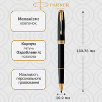 Роллерная ручка Parker SONNET 17 Matte Black Lacquer GT 84 822